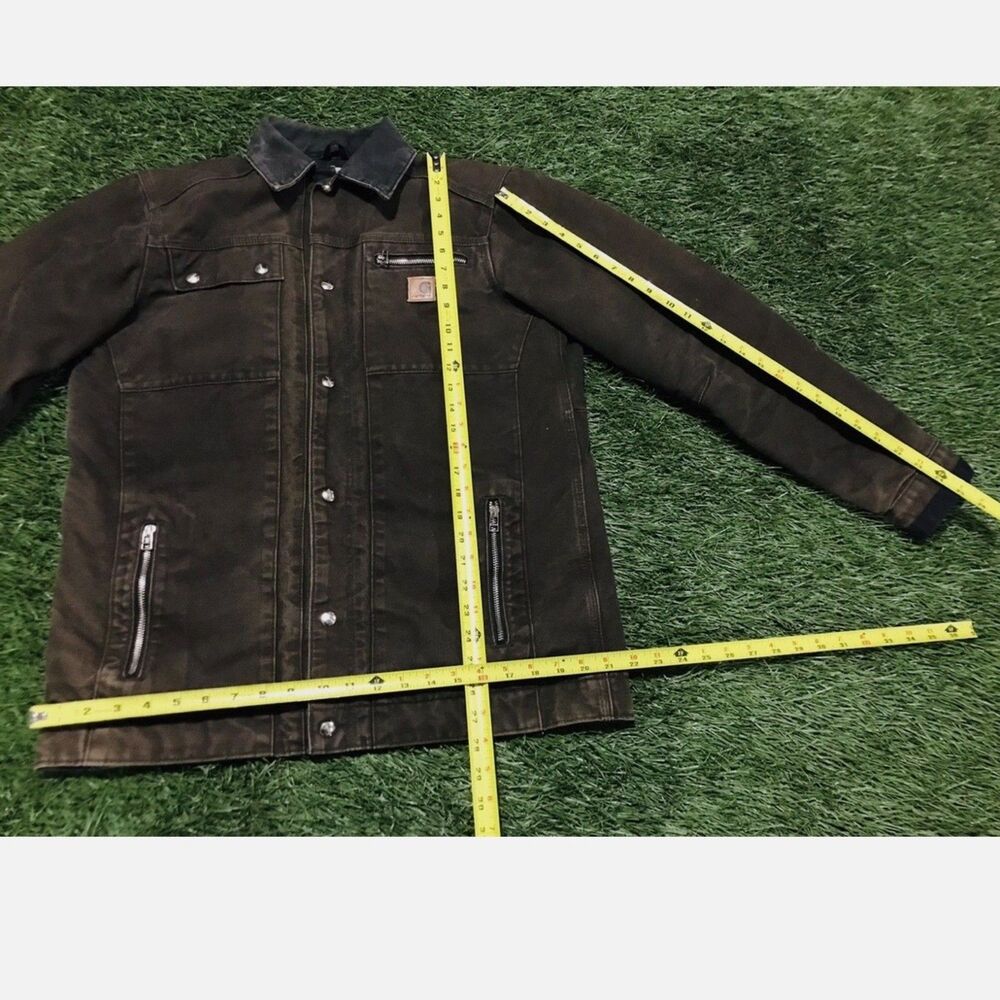 RARE Carhartt Vintage Leather Patch Jacket - Brown Men's S - Picture 10 of 10